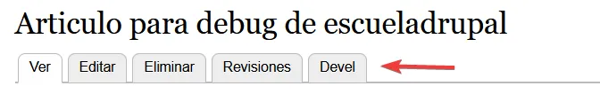 Opciones extra de devel en las entidades