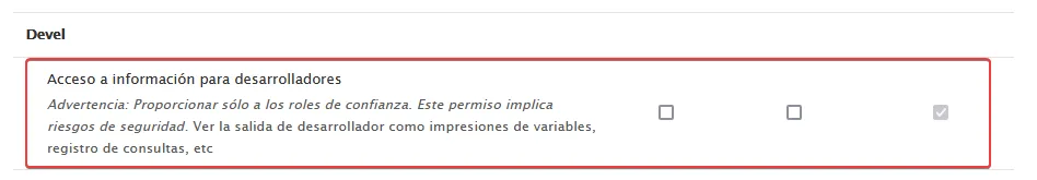 Permiso de devel