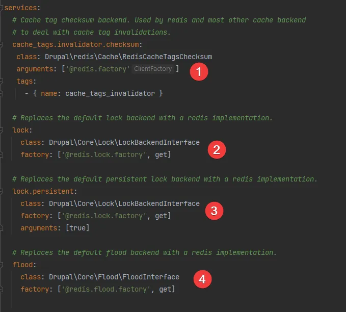 Lista de servicios provistos por Redis