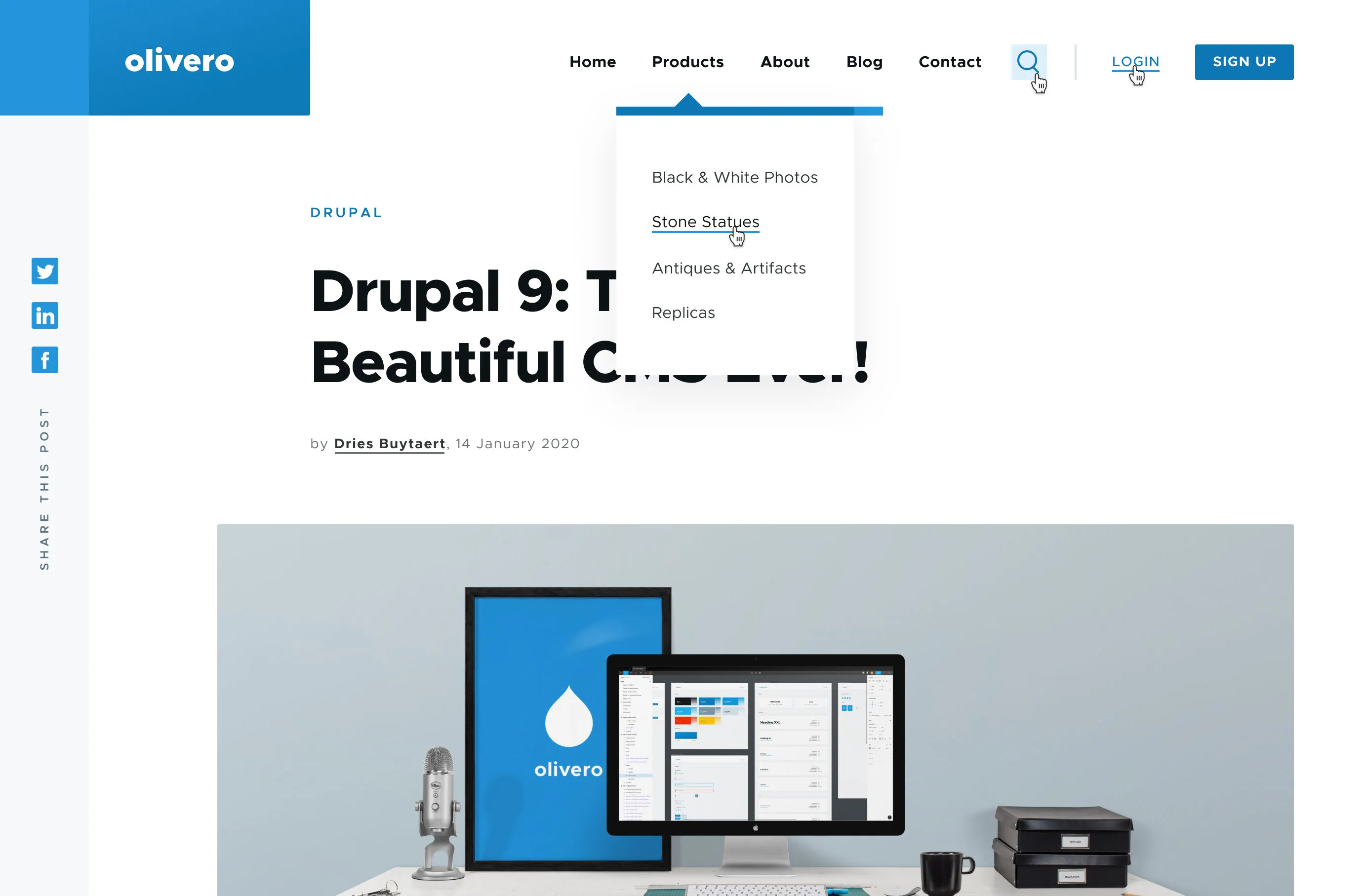 Imagen del nuevo theme Olivero de Drupal 10