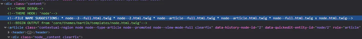 Sugerencias de plantillas de Twig en Drupal